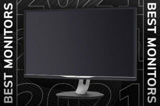 A black and silver Philips monitor standing in black background with best monitors written on either sides