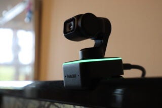 The Insta360 Link lights up when it's in operation